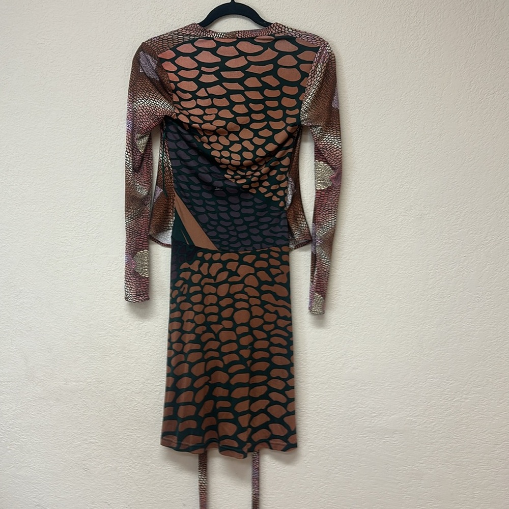 Issa London Brown and Pink Patterned Long Sleeve Dress - Picture 5 of 5